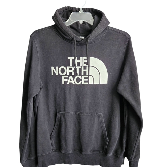 The North Face Hoodie Mens Large Black Pullover Pockets Logo Sweatshirt - Picture 2 of 9